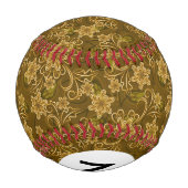 モノグラムゴールデンヴィンテージフローラルパターン 野球ボール (裏面)