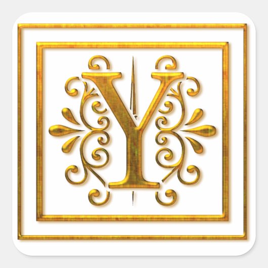 モノグラムゴールデンYエレガントステッカー スクエアシール (正面)