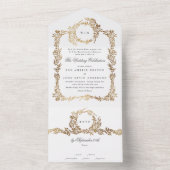 モノグラムゴールドフォイルクレストクラシックエレガントな結婚式 オールインワン招待状 (内側)