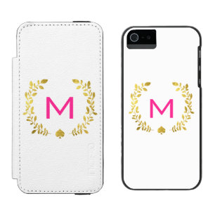 モノグラムゴールドフォイルローレルおよびスペード5/5S iPhone SE/5/5sウォレットケース