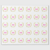 モノグラムゴールドフォイルローレル&スペード ラッピングペーパー (フラット)