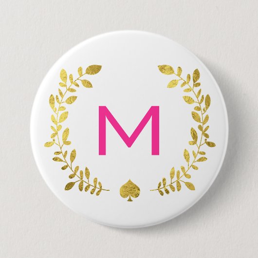 モノグラムゴールドフォイルローレル&スペード 缶バッジ (正面)