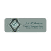 モノグラムサテンレースティール(緑がかった色)住所 シール (正面)