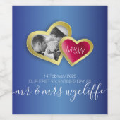 モノグラムサファイアブルールビー赤バレンタイン写真 ワインラベル (シングルラベル)