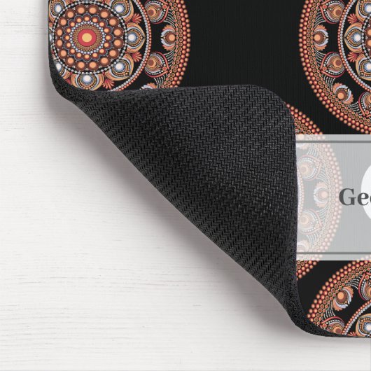 モノグラムサファリサンセットボヘミアン水玉模様マンダラ マウスパッド (コーナー)