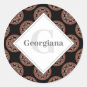 モノグラムサファリサンセットボヘミアン水玉模様マンダラ ラウンドシール (正面)