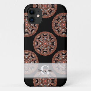 モノグラムサファリサンセットボヘミアン水玉模様マンダラ iPhone 11 ケース