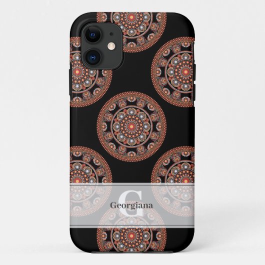 モノグラムサファリサンセットボヘミアン水玉模様マンダラ Case-Mate iPhoneケース (裏面)