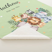 モノグラムサファリデザインlかわいい水玉模様グリーン シェルパブランケット (3/4)