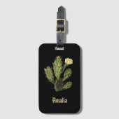 モノグラムサボテン花ヴィンテージブラックラゲージタグ ラゲッジタグ (正面縦)