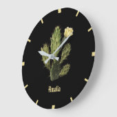 モノグラムサボテン花ヴィンテージ黒壁時計 ラージ壁時計 (傾斜)