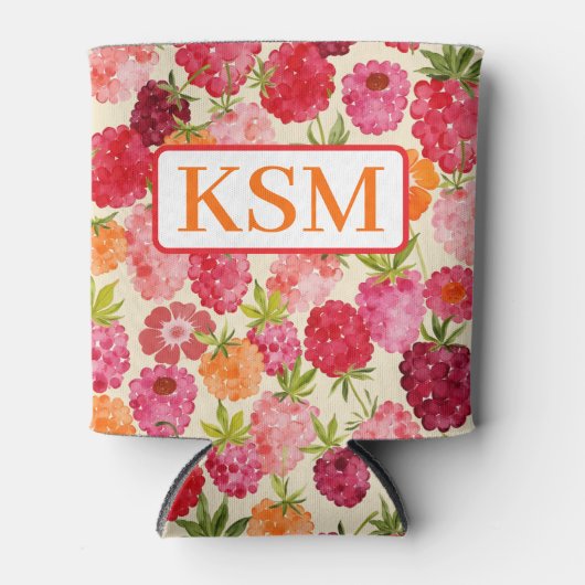 モノグラムサマーラズベリーウォーターカラーコケット 缶クーラー (正面)