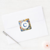 モノグラムサマーワイルドフラワーウォータカラー スクエアシール (封筒)