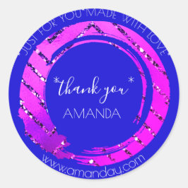 モノグラムサンキューくもの巣ブティックショップピンクブルー ラウンドシール