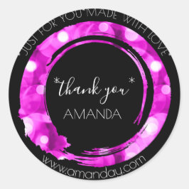 モノグラムサンキューくもの巣ブティックモダンホットピンク ラウンドシール