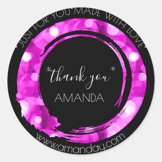 モノグラムサンキューくもの巣ブティックモダンホットピンク ラウンドシール (正面)