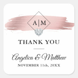 モノグラムサンキューバラ金ゴールド結婚ハート スクエアシール