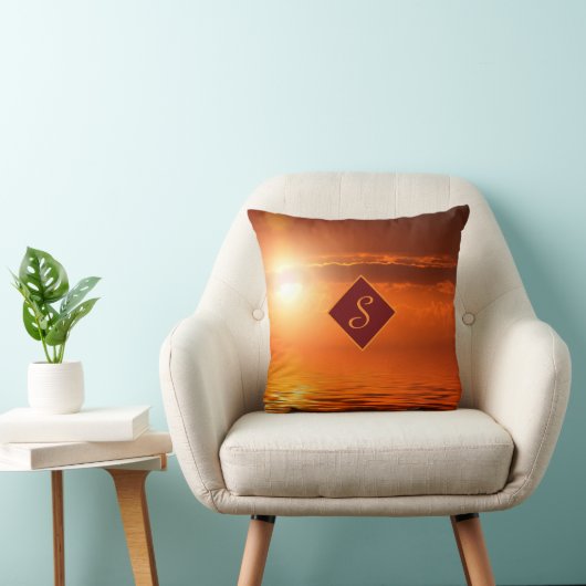 モノグラムサンセットイエローシーンシーオブ金ゴールドスカイビーチ クッション (椅子)