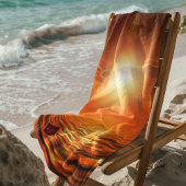 モノグラムサンセットオレンジゴールデンスカイシーオブ金ゴールド ビーチタオル