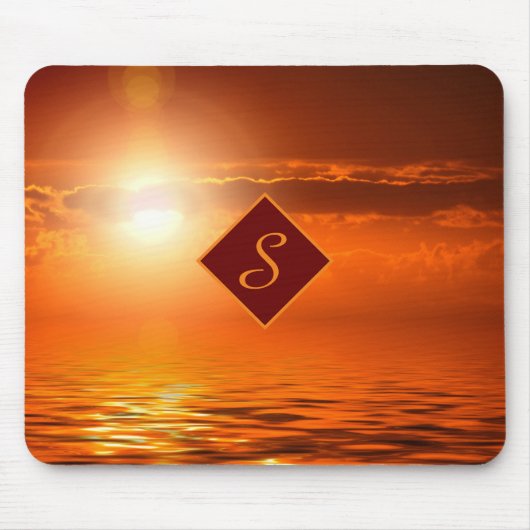 モノグラムサンセットオレンジゴールデンスカイシーオブ金ゴールド マウスパッド (正面)