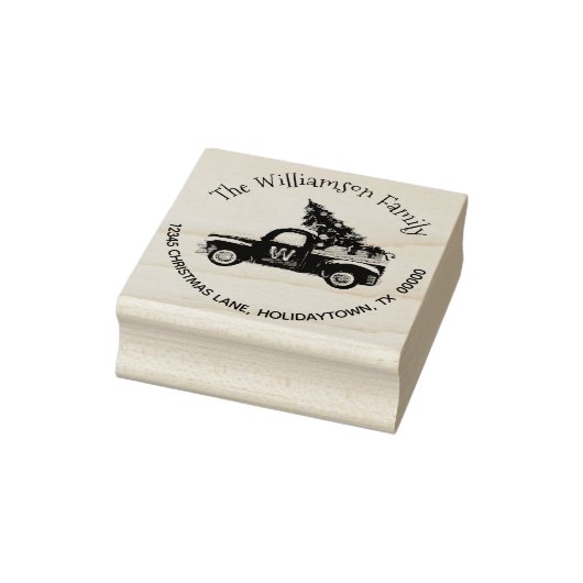 モノグラムサンタレッドトラック差出人住所クリスマス ラバースタンプ (スタンプ)