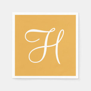 モノグラムサンフラワークラシーカラフル紙ナプキンス スタンダードカクテルナプキン