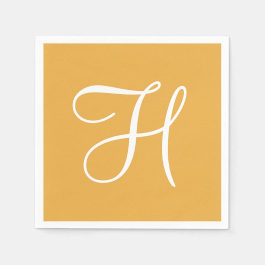 モノグラムサンフラワークラシーカラフル紙ナプキンス スタンダードカクテルナプキン (正面)