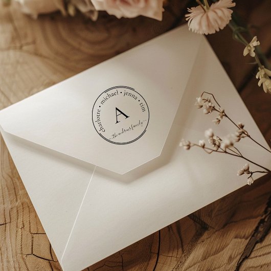 モノグラムサークルウッドアートスタンプ ラバースタンプ