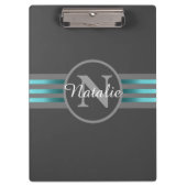 モノグラムサークルシルエット黒とグレーのストライプ クリップボード (正面)