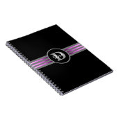 モノグラムサークルシルエット黒とグレーのストライプ ノートブック (右側)