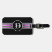 モノグラムサークルシルエット黒とグレーのストライプ ラゲッジタグ (正面横)