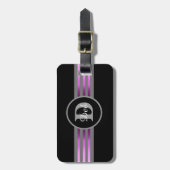 モノグラムサークルシルエット黒とグレーのストライプ ラゲッジタグ (正面縦)