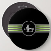 モノグラムサークルシルエット黒とグレーのストライプ 缶バッジ (正面&裏面)