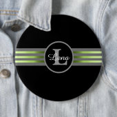 モノグラムサークルシルエット黒とグレーのストライプ 缶バッジ (インサイチュ)