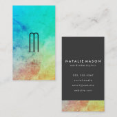 モノグラムシックなカラーテクスチャとグレー 名刺 (正面/裏面)