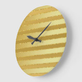 モノグラムシックストライプの金ゴールドグリッター ラージ壁時計 (傾斜)