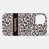 モノグラムシックバラ金ゴールドとブラックレオパードプリント Case-Mate iPhoneケース (裏面 (横))