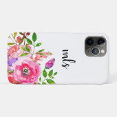 モノグラムシックピンクパープル水彩トレンディーフローラ Case-Mate iPhoneケース (裏面(横))