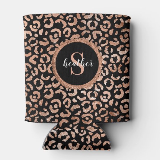 モノグラムシックブラックレオパードアニマルプリント 缶クーラー (裏面)