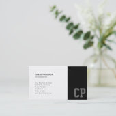 モノグラムシックホワイトブラックビジネスカード 名刺 (スタンド正面)