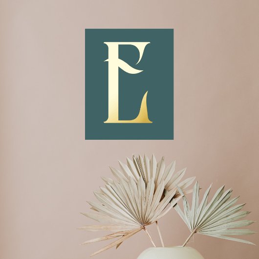 モノグラムシックモダンティール（緑がかった色） 箔ポスター