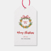 モノグラムシトラスリースクリスマス ギフトタグ (正面)