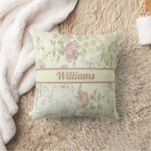 モノグラムシャビーシックピンクグリーンバラフローラ クッション (ブランケット)