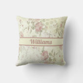 モノグラムシャビーシックピンクグリーンバラフローラ クッション (裏面)