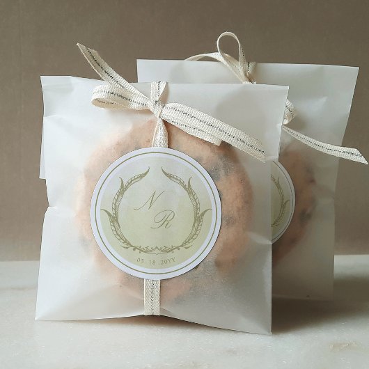 モノグラムシャンパンウォーターカラー封筒用シール/Favor ラウンドシール