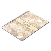 モノグラムシャンパングリッターグレーピーチジオメトリック ノートブック (左側)