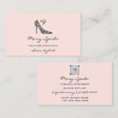 モノグラムシューズブラックグリッターヒールのロゴショップQR 名刺 (正面/裏面)