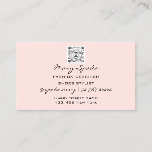 モノグラムシューズブラックグリッターヒールのロゴショップQR 名刺 (裏面)