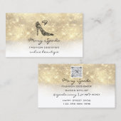 モノグラムシューズ金ゴールドグリッターヒールのロゴQRコード 名刺 (正面/裏面)