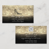 モノグラムシューズ金ゴールドグリッターヒールのロゴQRブラック 名刺 (正面/裏面)